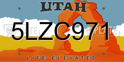 5LZC971 Utah License Plate