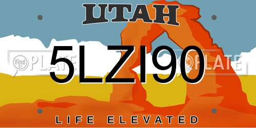 5LZI90 Utah License Plate