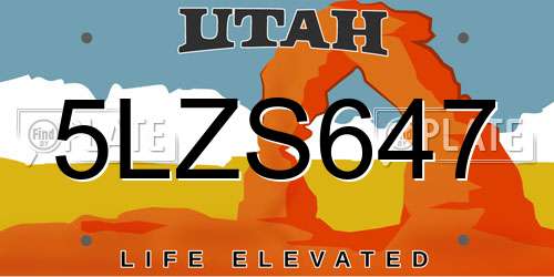 5LZS647 Utah License Plate