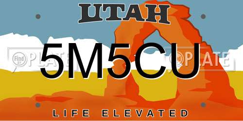 5M5CU Utah License Plate
