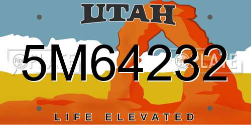 5M64232 Utah License Plate