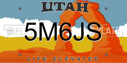 5M6JS Utah License Plate