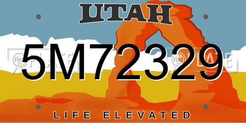 5M72329 Utah License Plate