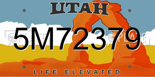 5M72379 Utah License Plate