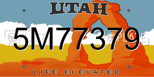 5M77379 Utah License Plate