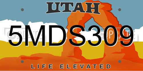 5MDS309 Utah License Plate