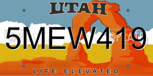 5MEW419 Utah License Plate
