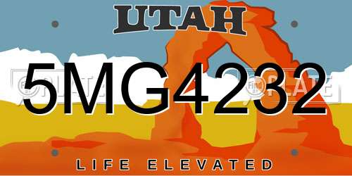 5MG4232 Utah License Plate