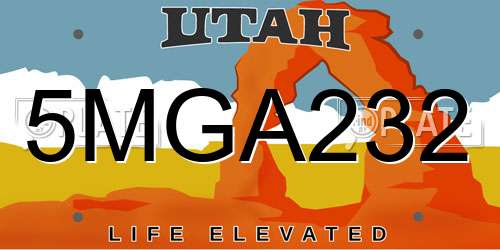 5MGA232 Utah License Plate