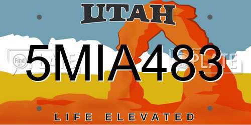 5MIA483 Utah License Plate
