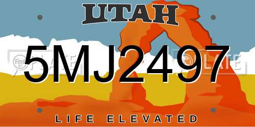 5MJ2497 Utah License Plate