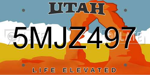 5MJZ497 Utah License Plate