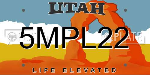 5MPL22 Utah License Plate