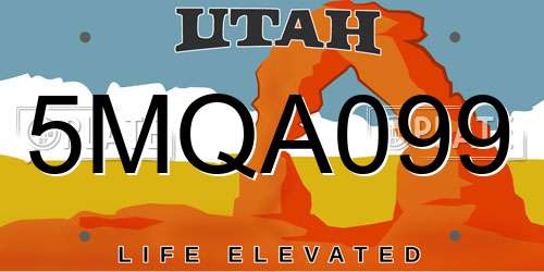 5MQA099 Utah License Plate