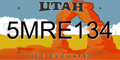 5MRE134 Utah License Plate