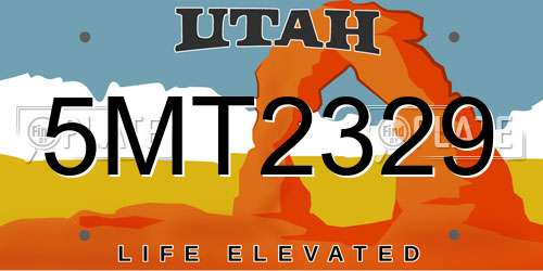 5MT2329 Utah License Plate