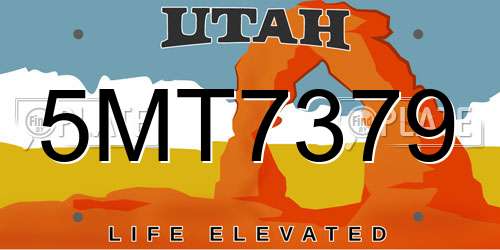 5MT7379 Utah License Plate