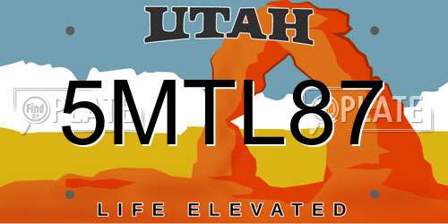 5MTL87 Utah License Plate