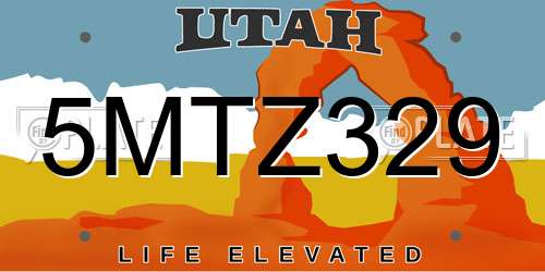 5MTZ329 Utah License Plate