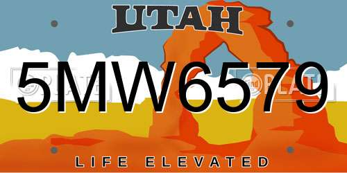 5MW6579 Utah License Plate