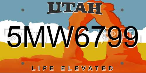 5MW6799 Utah License Plate