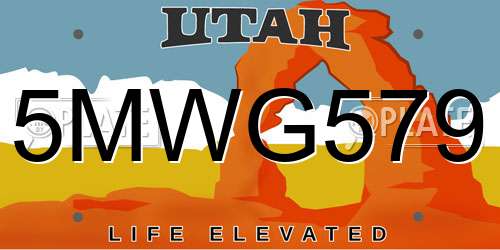 5MWG579 Utah License Plate