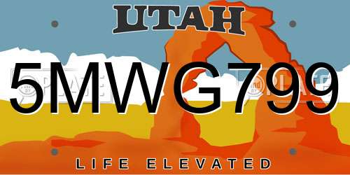5MWG799 Utah License Plate