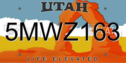 5MWZ163 Utah License Plate