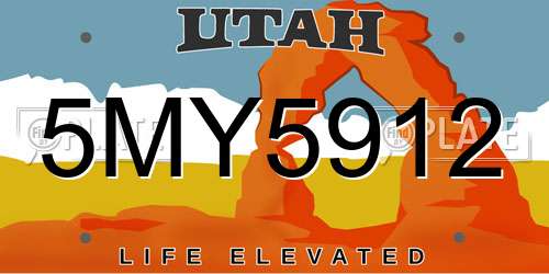 5MY5912 Utah License Plate