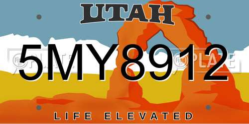 5MY8912 Utah License Plate