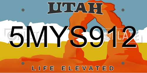 5MYS912 Utah License Plate
