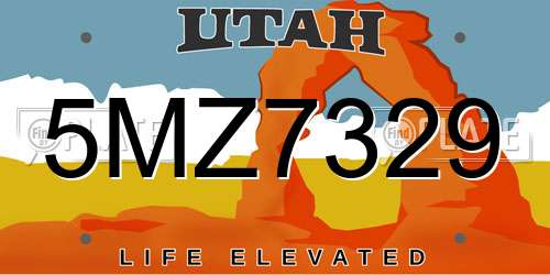 5MZ7329 Utah License Plate