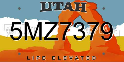 5MZ7379 Utah License Plate