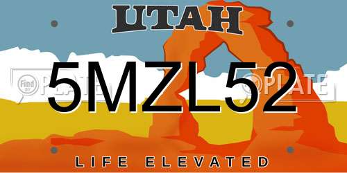 5MZL52 Utah License Plate