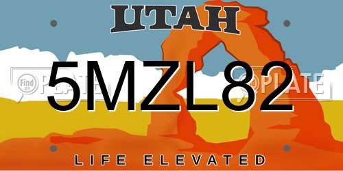 5MZL82 Utah License Plate