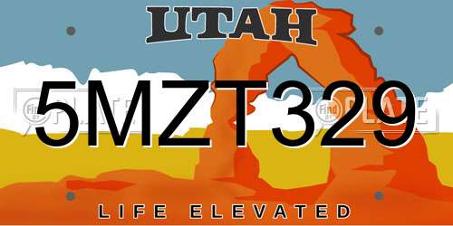 5MZT329 Utah License Plate