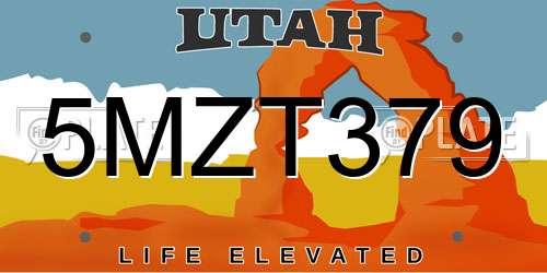 5MZT379 Utah License Plate