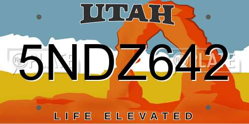 5NDZ642 Utah License Plate