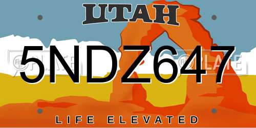 5NDZ647 Utah License Plate