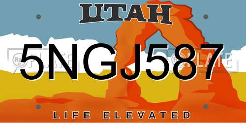 5NGJ587 Utah License Plate