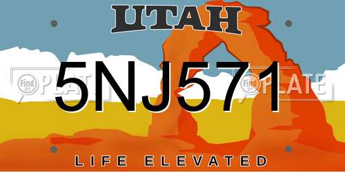 5NJ571 Utah License Plate