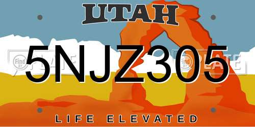 5NJZ305 Utah License Plate