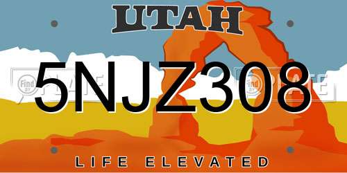 5NJZ308 Utah License Plate