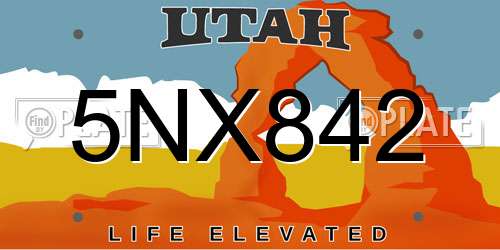 5NX842 Utah License Plate