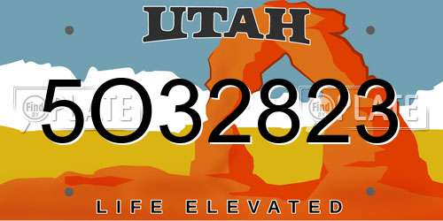 5O32823 Utah License Plate