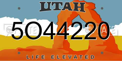 5O44220 Utah License Plate