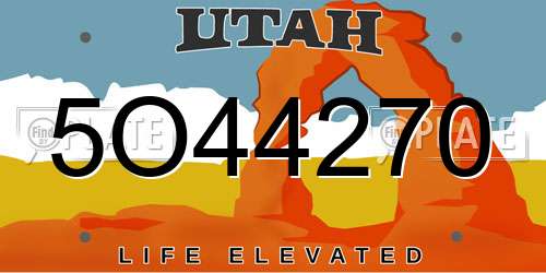5O44270 Utah License Plate