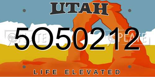 5O50212 Utah License Plate