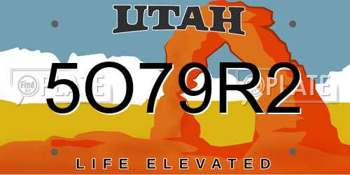 5O79R2 Utah License Plate