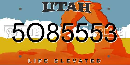 5O85553 Utah License Plate